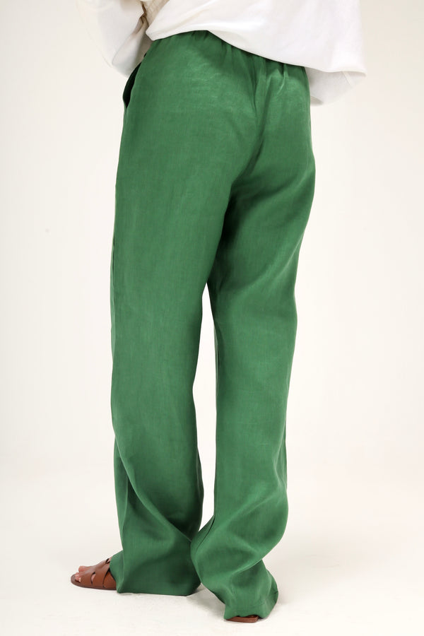 Tapered Linen Pants in Green
