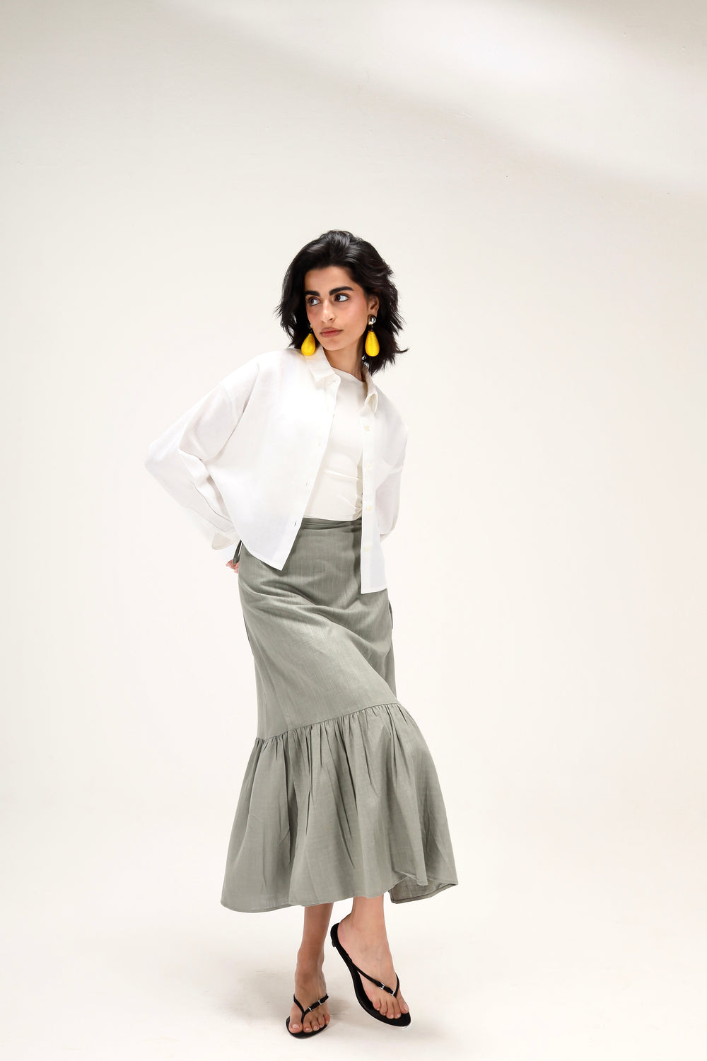Wrap-Me-Up Linen Skirt in Olive