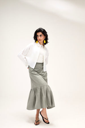 Wrap-Me-Up Linen Skirt in Olive