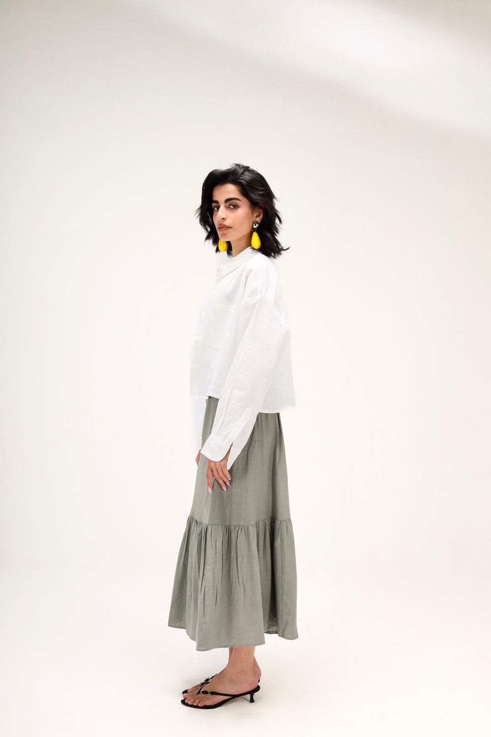 Wrap-Me-Up Linen Skirt in Olive