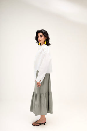 Wrap-Me-Up Linen Skirt in Olive