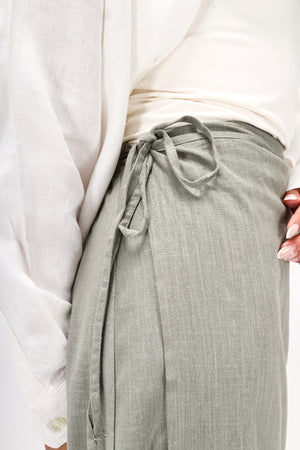 Wrap-Me-Up Linen Skirt in Olive