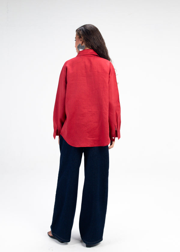 Livin’ In Linen Shirt in Red