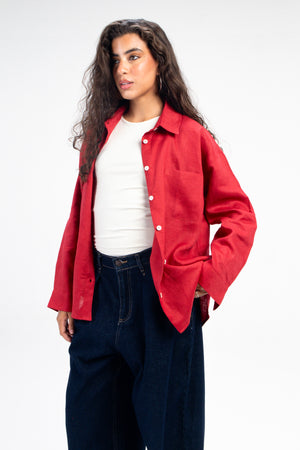 Livin’ In Linen Shirt in Red