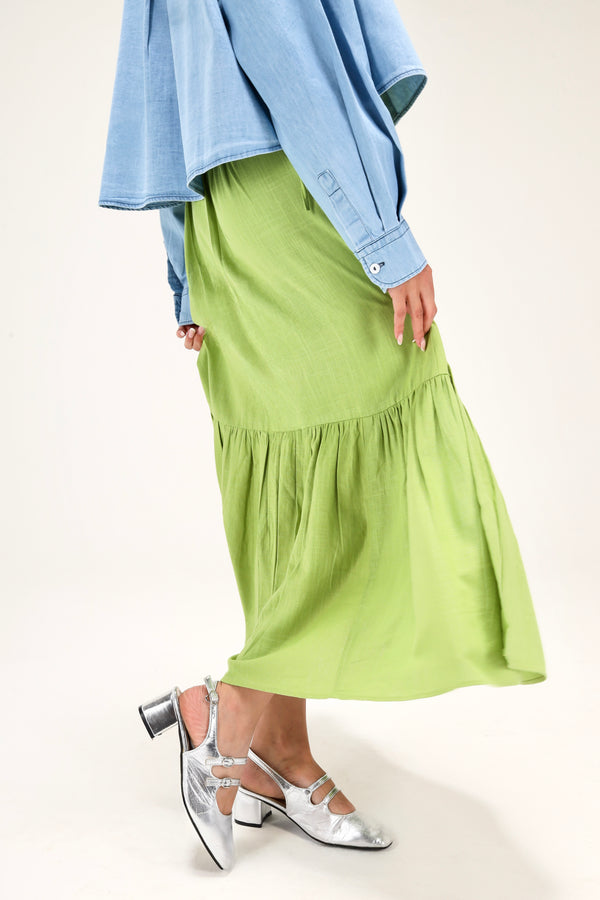 Wrap-Me-Up Linen Skirt in Forest Green