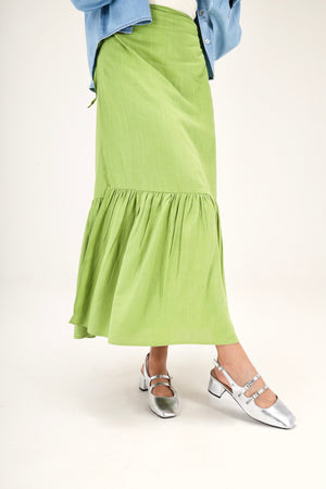 Wrap-Me-Up Linen Skirt in Forest Green