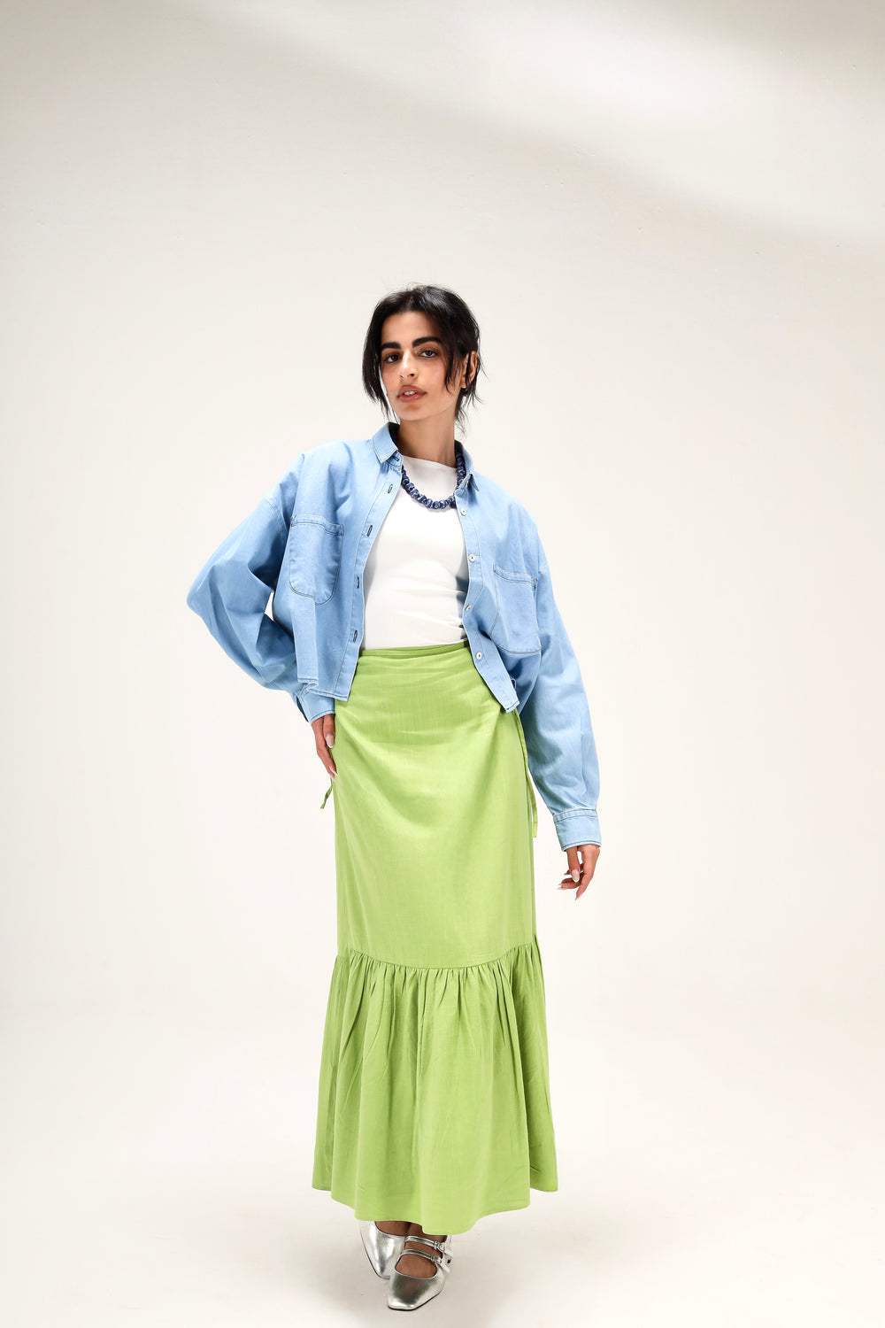 Wrap-Me-Up Linen Skirt in Forest Green