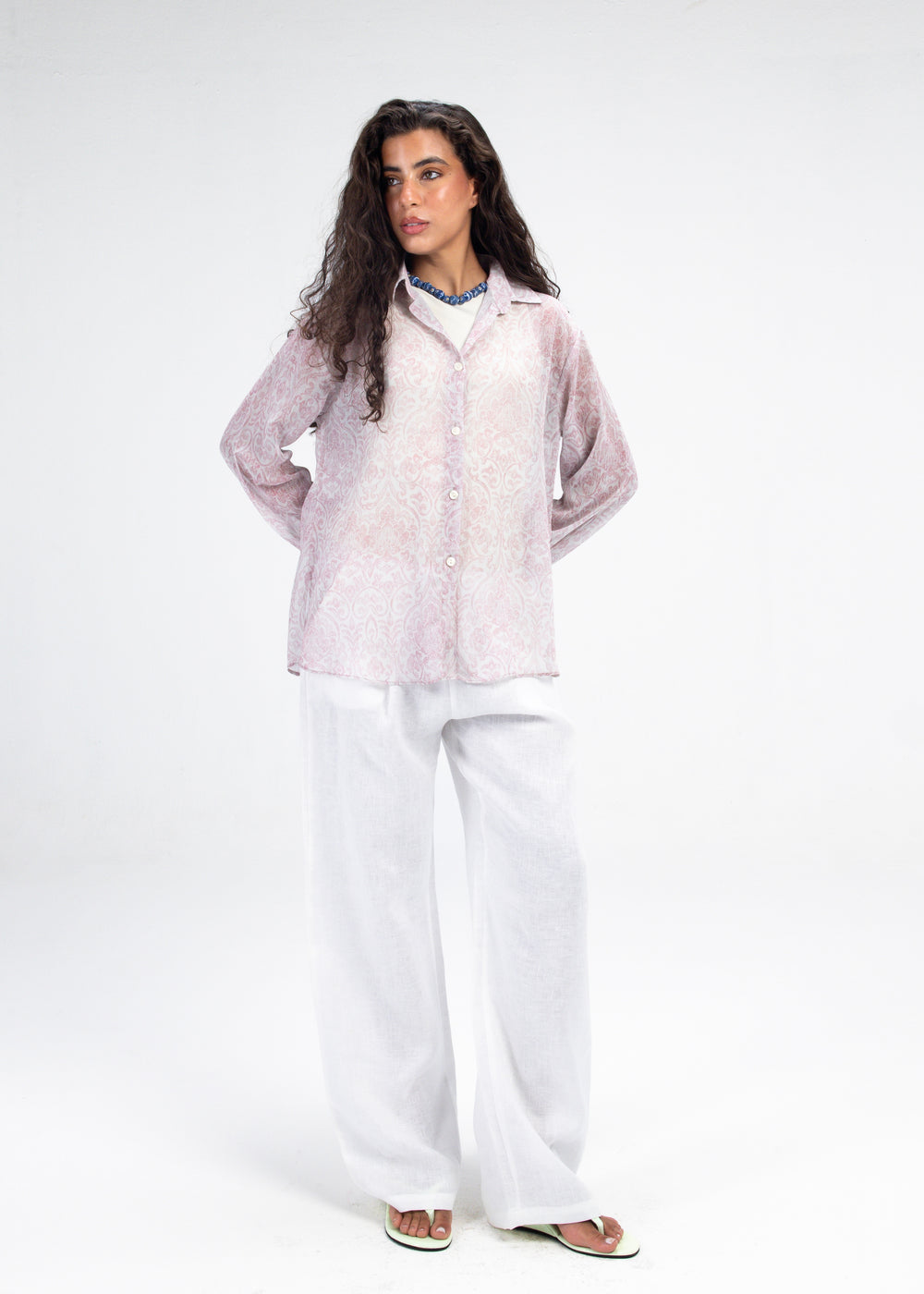 Printed Chiffon Shirt in Pink