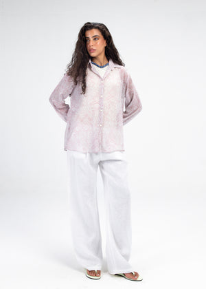 Printed Chiffon Shirt in Pink