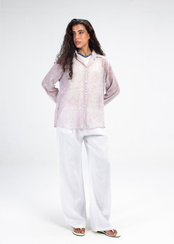 Printed Chiffon Shirt in Pink
