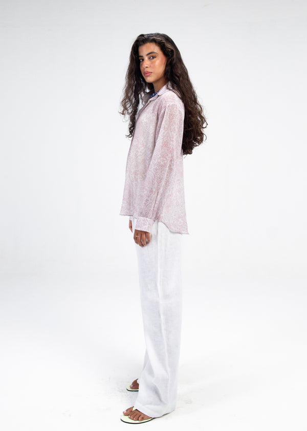 Printed Chiffon Shirt in Pink