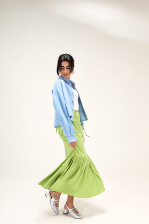 Wrap-Me-Up Linen Skirt in Forest Green