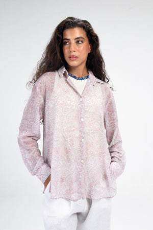 Printed Chiffon Shirt in Pink