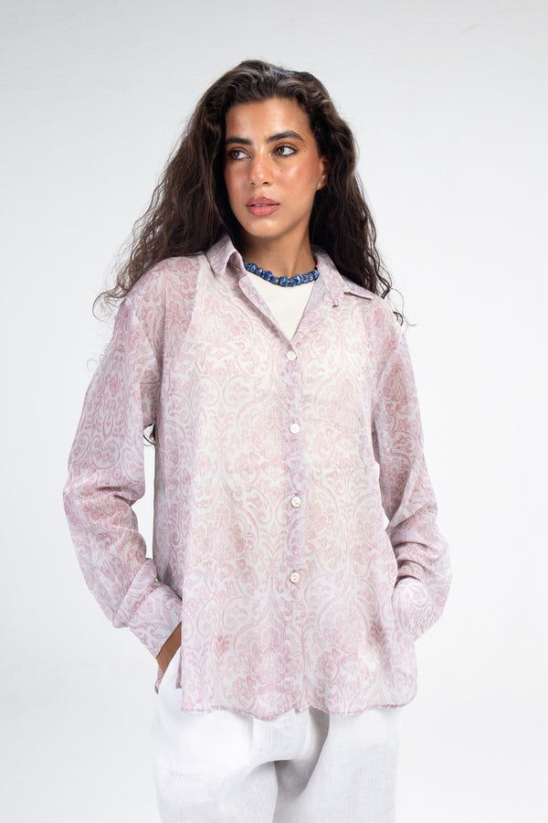 Printed Chiffon Shirt in Pink