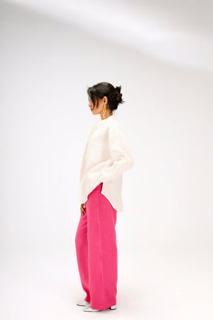 Tapered Linen Pants in Fuchsia