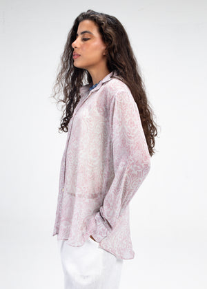 Printed Chiffon Shirt in Pink