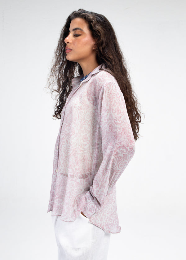 Printed Chiffon Shirt in Pink
