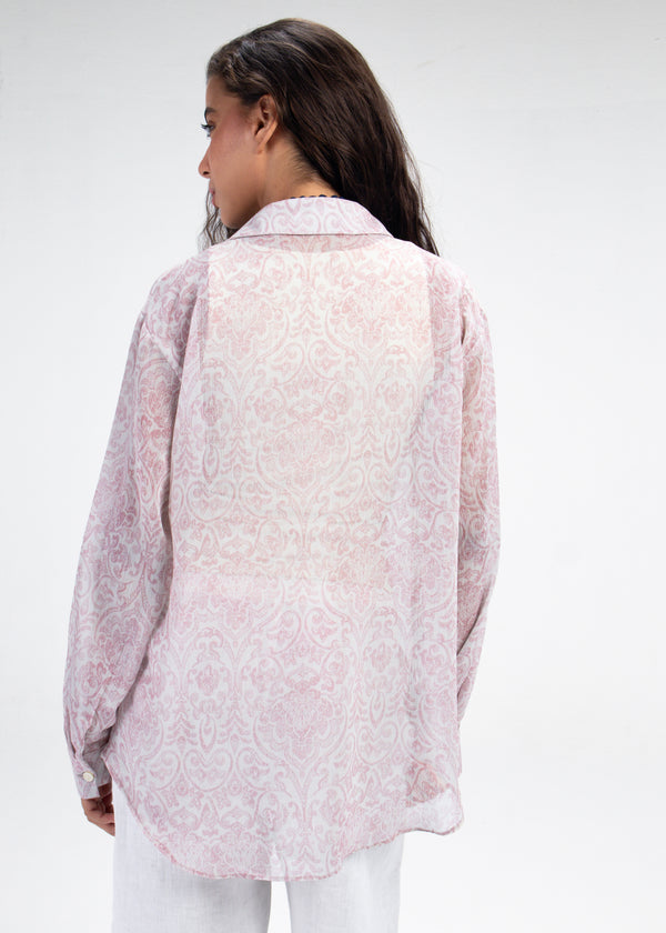 Printed Chiffon Shirt in Pink