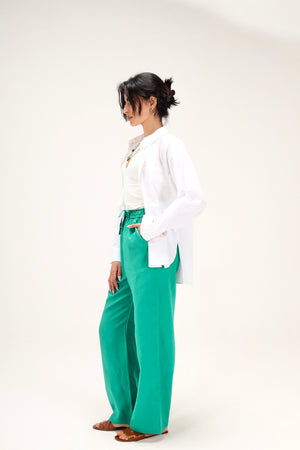 Livin’ In Linen Pants in Emerald Green