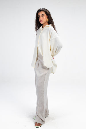 Cotton Muslin Shirt in Off-White