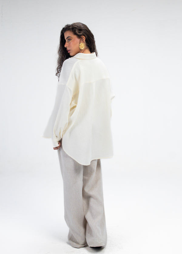 Cotton Muslin Shirt in Off-White