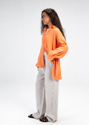 Cotton Muslin Shirt in Dark Orange