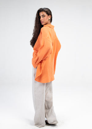 Cotton Muslin Shirt in Dark Orange