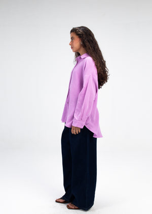 Cotton Muslin Shirt in Magenta