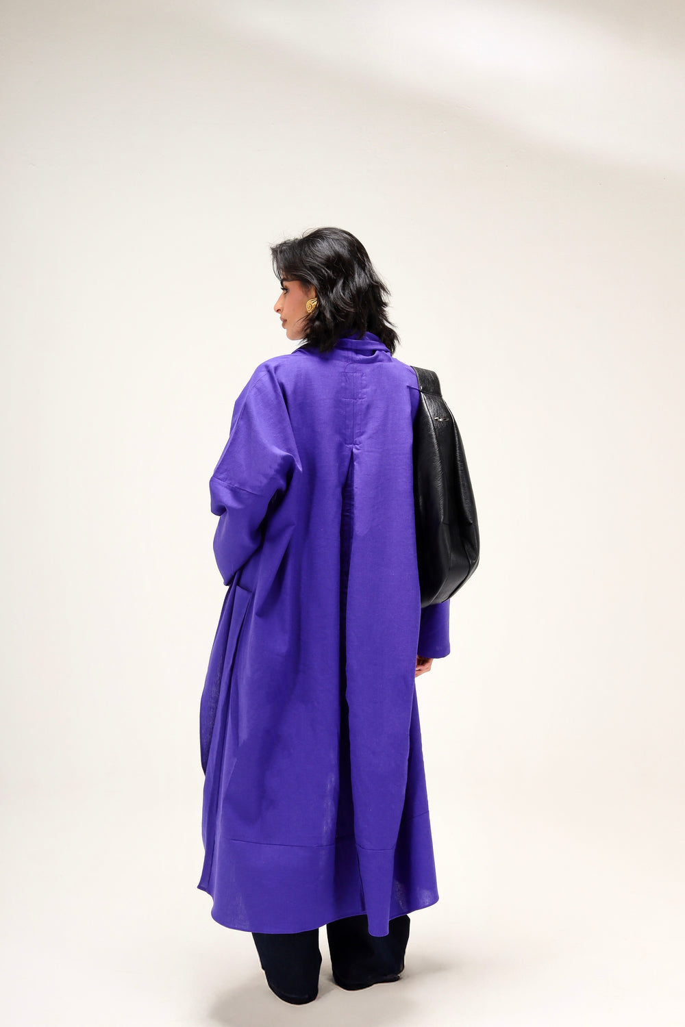 Linen Kimono with Drawstring in Purple