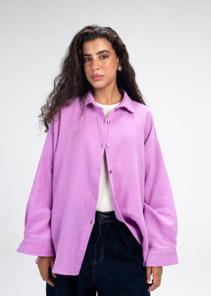 Cotton Muslin Shirt in Magenta