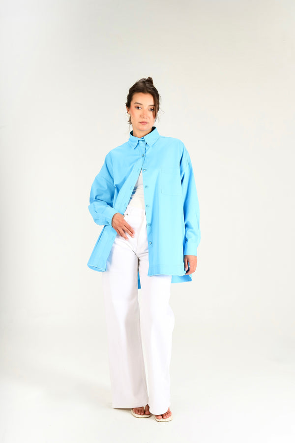 Urban Poplin Shirt in Turquoise