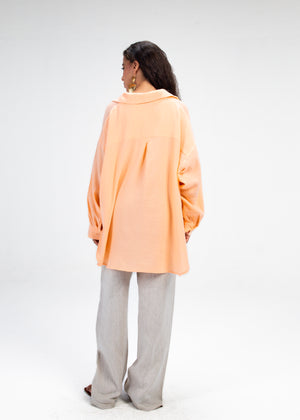 Cotton Muslin Shirt in Light Orange
