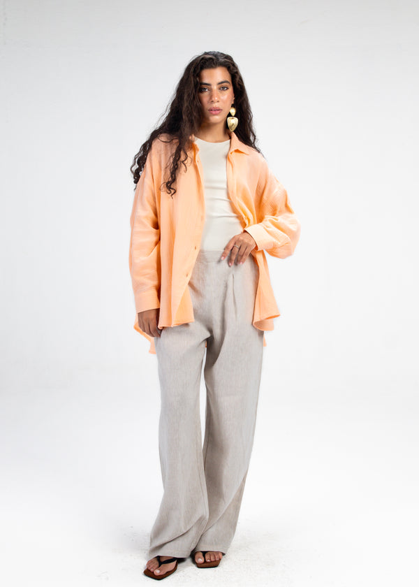 Cotton Muslin Shirt in Light Orange