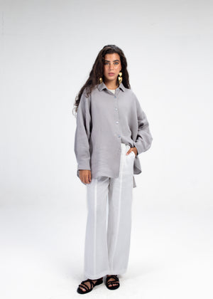 Cotton Muslin Shirt in Grey