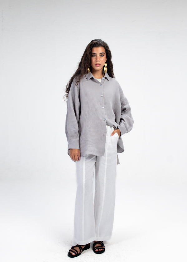 Cotton Muslin Shirt in Grey