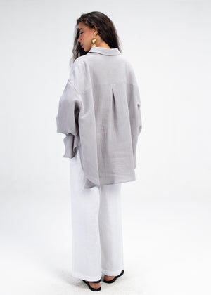 Cotton Muslin Shirt in Grey