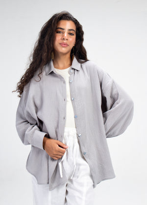 Cotton Muslin Shirt in Grey