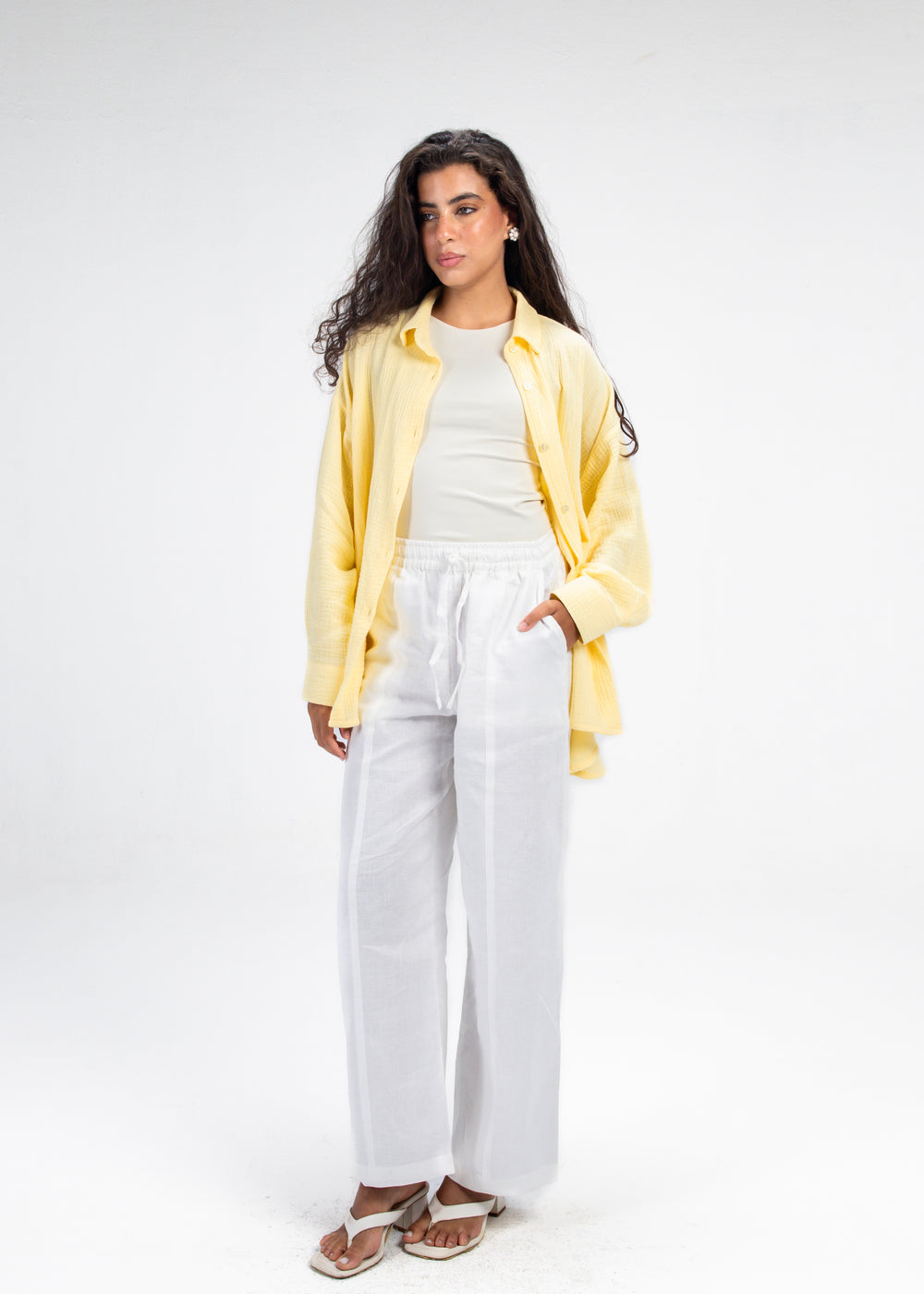 Cotton Muslin Shirt in Yellow