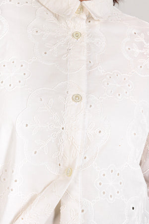 Voile Embroidered Shirt in Offwhite
