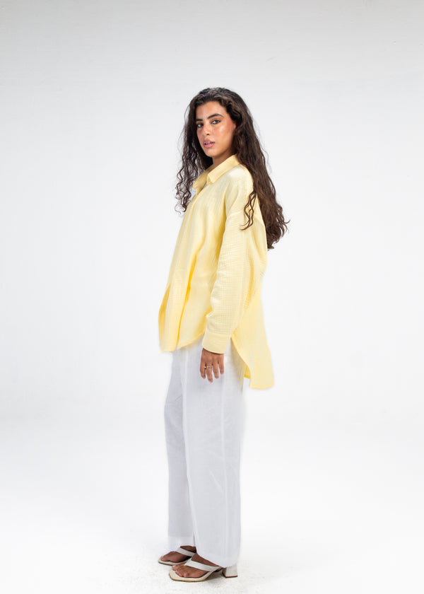 Cotton Muslin Shirt in Yellow