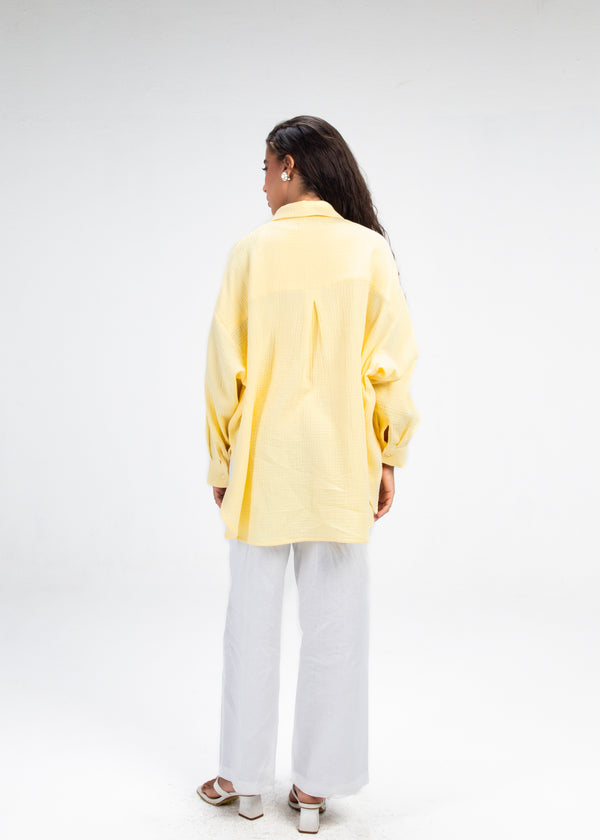 Cotton Muslin Shirt in Yellow
