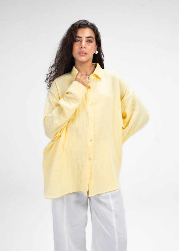 Cotton Muslin Shirt in Yellow