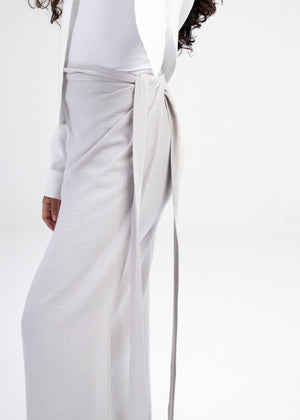 Side Wrap Linen Skirt in Grey