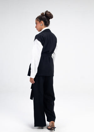Crinkled Straight Leg Pants in Black