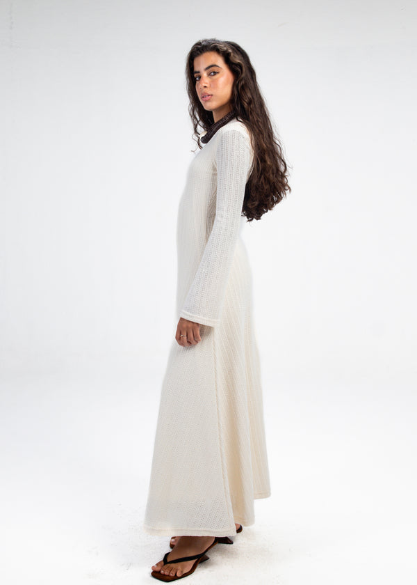 Coastal Crochet Dress in Off White