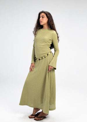 Coastal Crochet Dress in Green