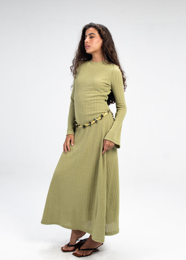 Coastal Crochet Dress in Green
