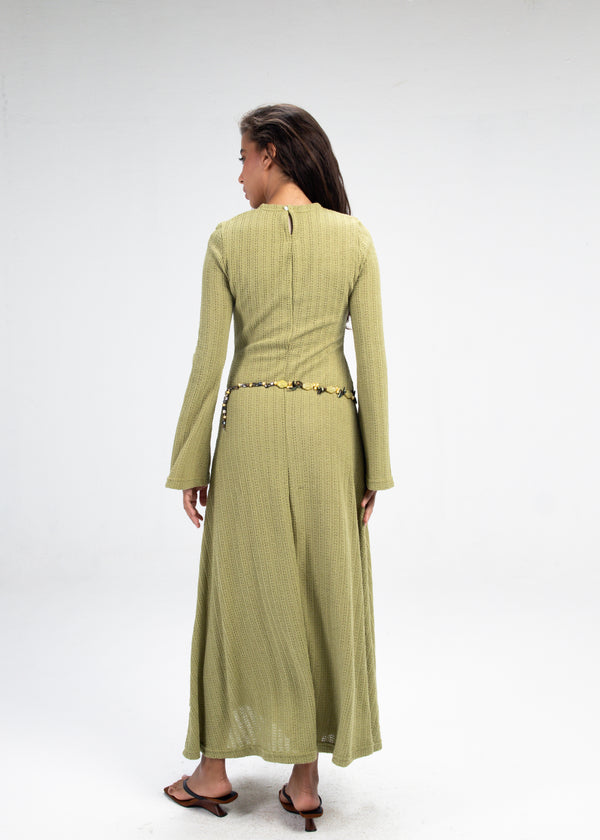 Coastal Crochet Dress in Green