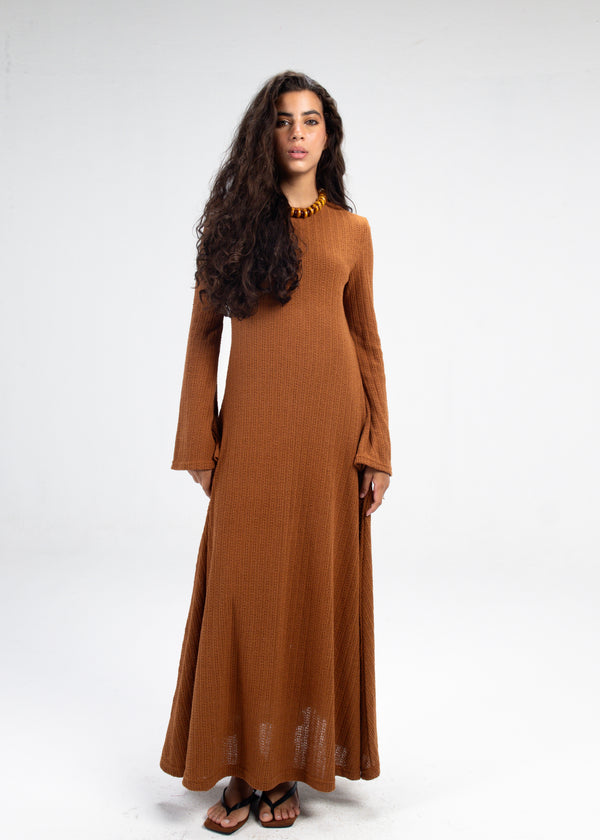 Coastal Crochet Dress in Brick
