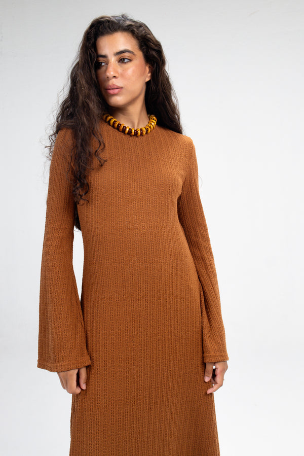 Coastal Crochet Dress in Brick
